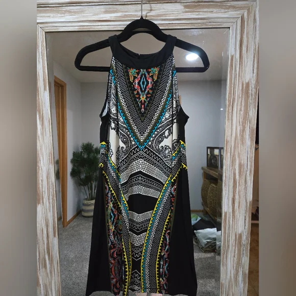 Apt. 9 Black and Multicolor Geometric Mini Dress - Picture 2 of 3